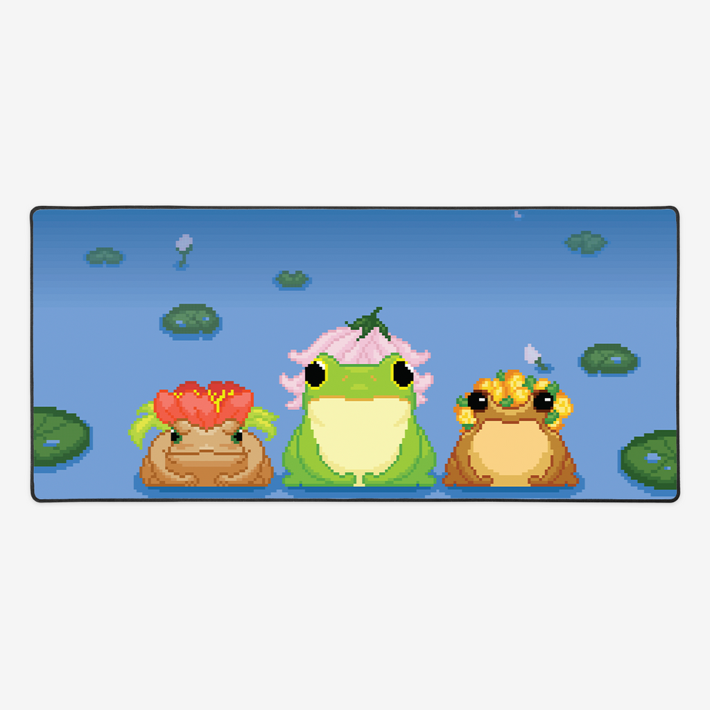 Pixel Frogs In Hats Extended Mousepad - Inked Gaming - LL - Mockup - Large