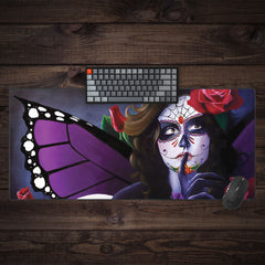 Sugar Skull Rose Garden Extended Mousepad