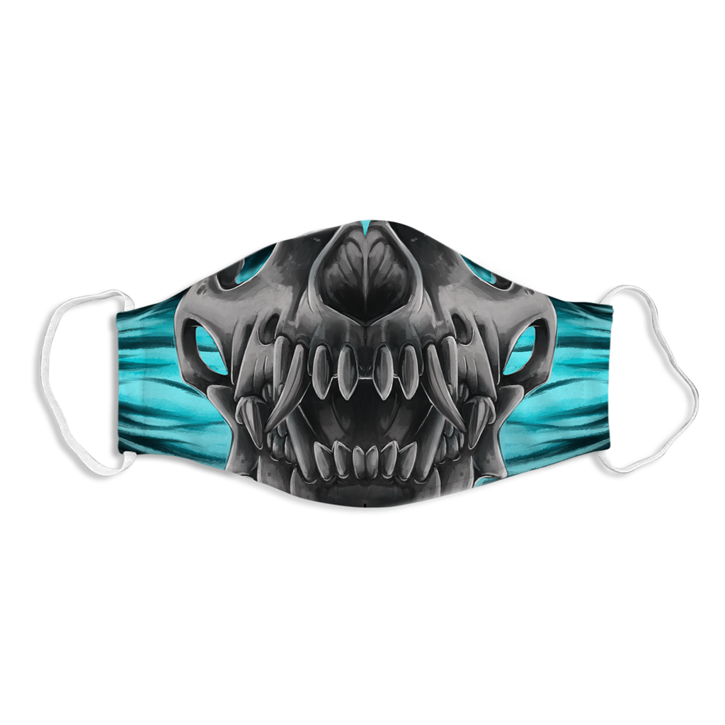 Wolf Skull Face Mask - Avaltor - Mockup - GrayBlue
