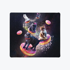 Space Cats Riding Donuts Mousepad - Random Galaxy - Mockup - 09