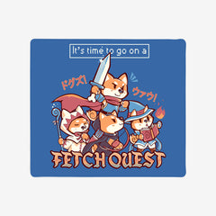 XL Gaming mousepad of Time To Go On A Fetch Quest by TechraNova. A group of four dogs dressed as adventures.