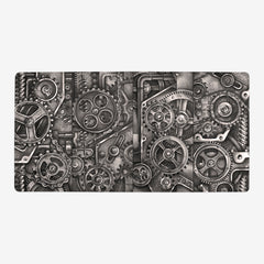 Trench Oversized Playmat by Michael Lang. Larger grey gear pattern.