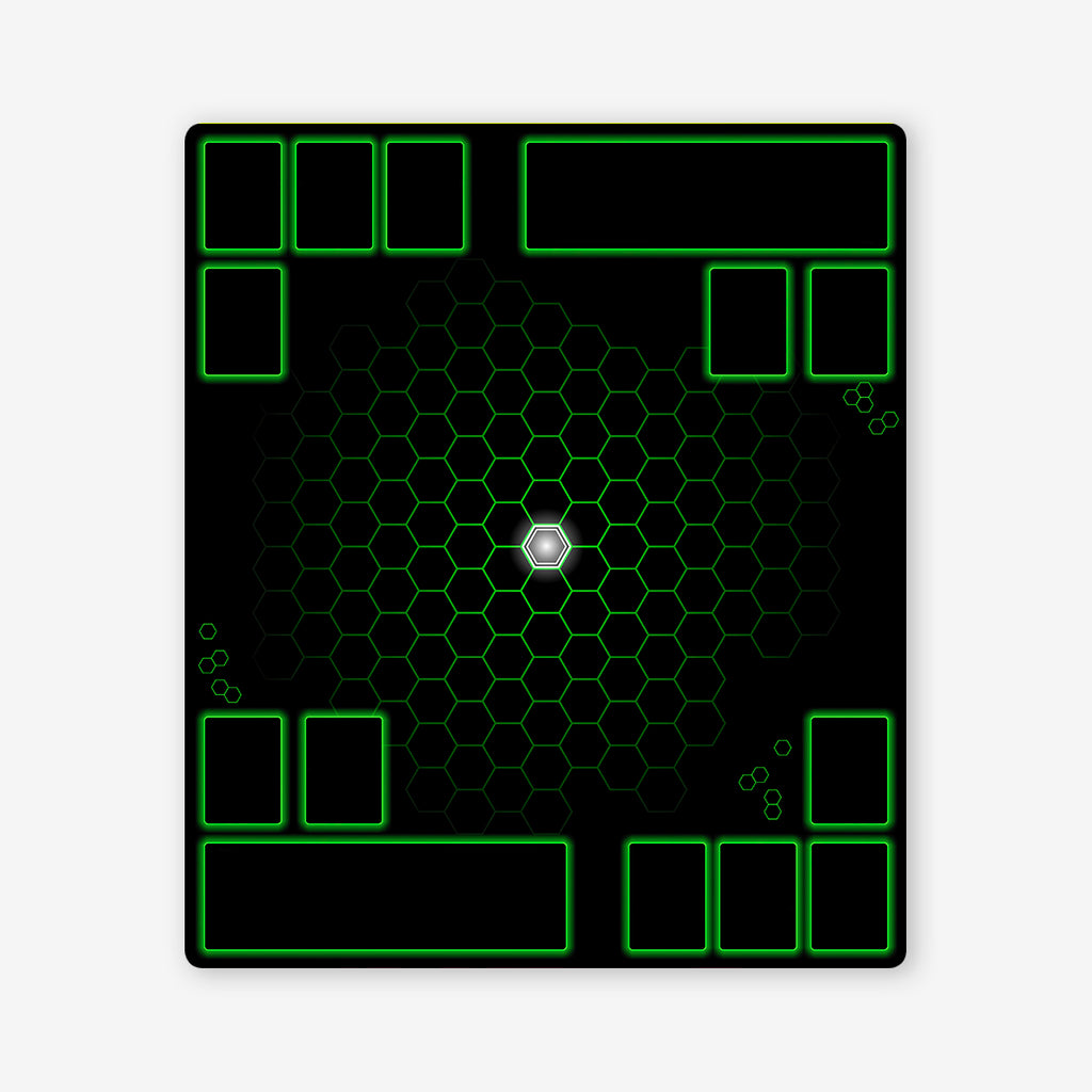 Hexagon Battle Two Player Mat - Jason Skulley - Mockup - Green