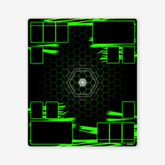 Neon Hexagon Battle Two Player Mat - Jason Skulley - Mockup - Green