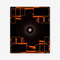 Neon Hexagon Battle Two Player Mat - Jason Skulley - Mockup - Orange
