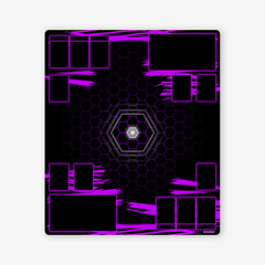 Neon Hexagon Battle Two Player Mat - Jason Skulley - Mockup - Purple