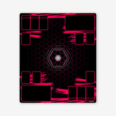 Neon Hexagon Battle Two Player Mat - Jason Skulley - Mockup - Red