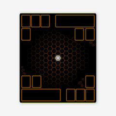 Hexagon Battle Two Player Mat - Jason Skulley - Mockup - Orange