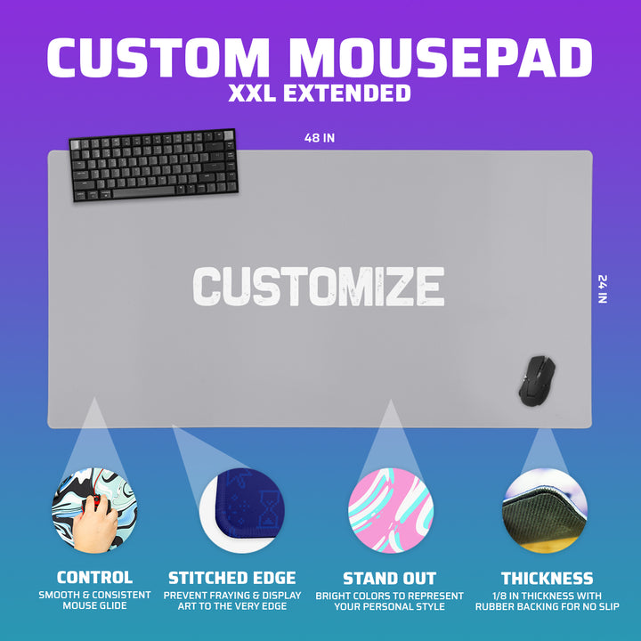 Custom Extended XXL Mousepad (48" x 24") Inked Gaming