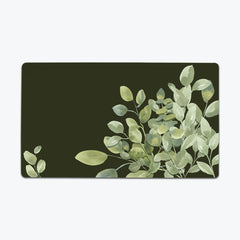 Tranquil Leaves Thin Desk Mat - Angry Fox - Mockup - Green