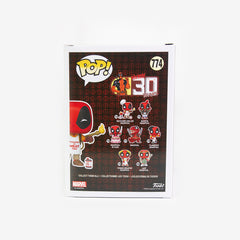 Back of the box for the Backyard Griller Deadpool Funko Pop! It shows seven of the other Deadpool figures you can collect. 