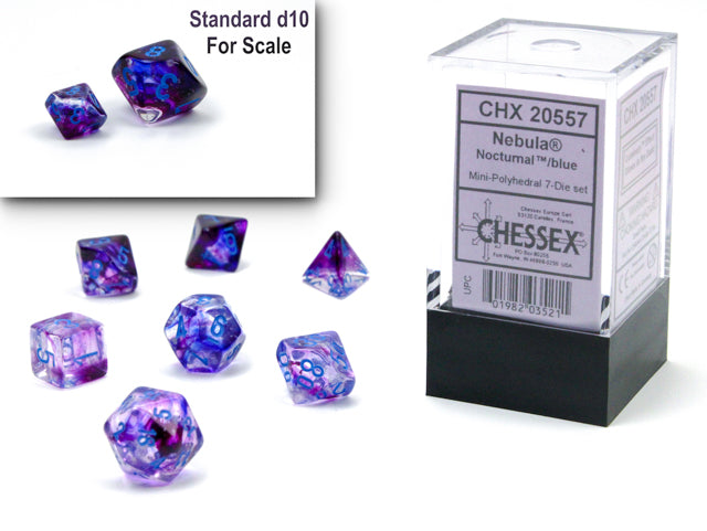 Chessex Mini Glow-In-The-Dark Polyhedral (7 piece set) - Chessex - Dice - NocturnalBlue