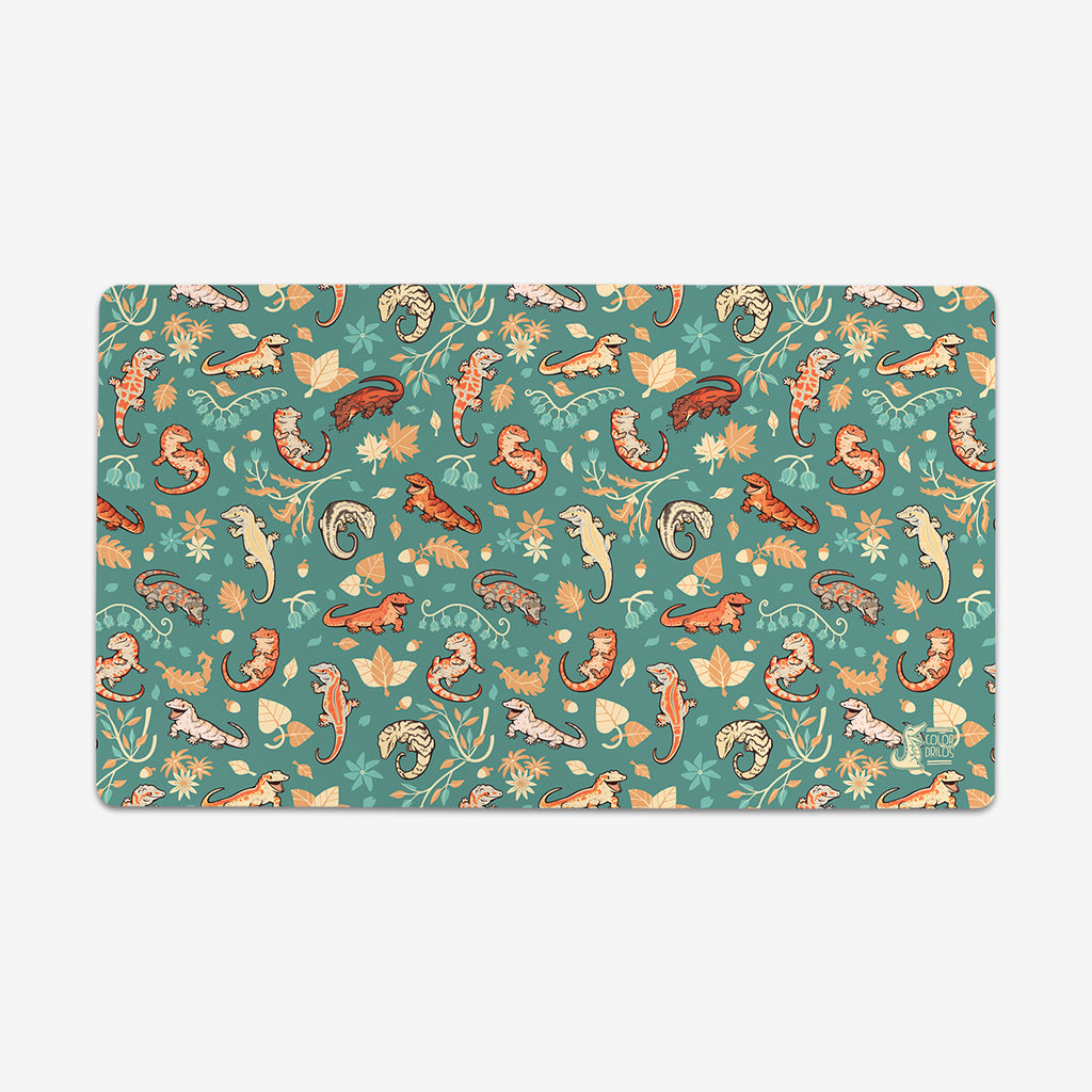 Autumn Geckos Playmat - Colordrilos - Mockup - Green