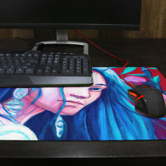 Woman In The Flowers Thin Desk Mat