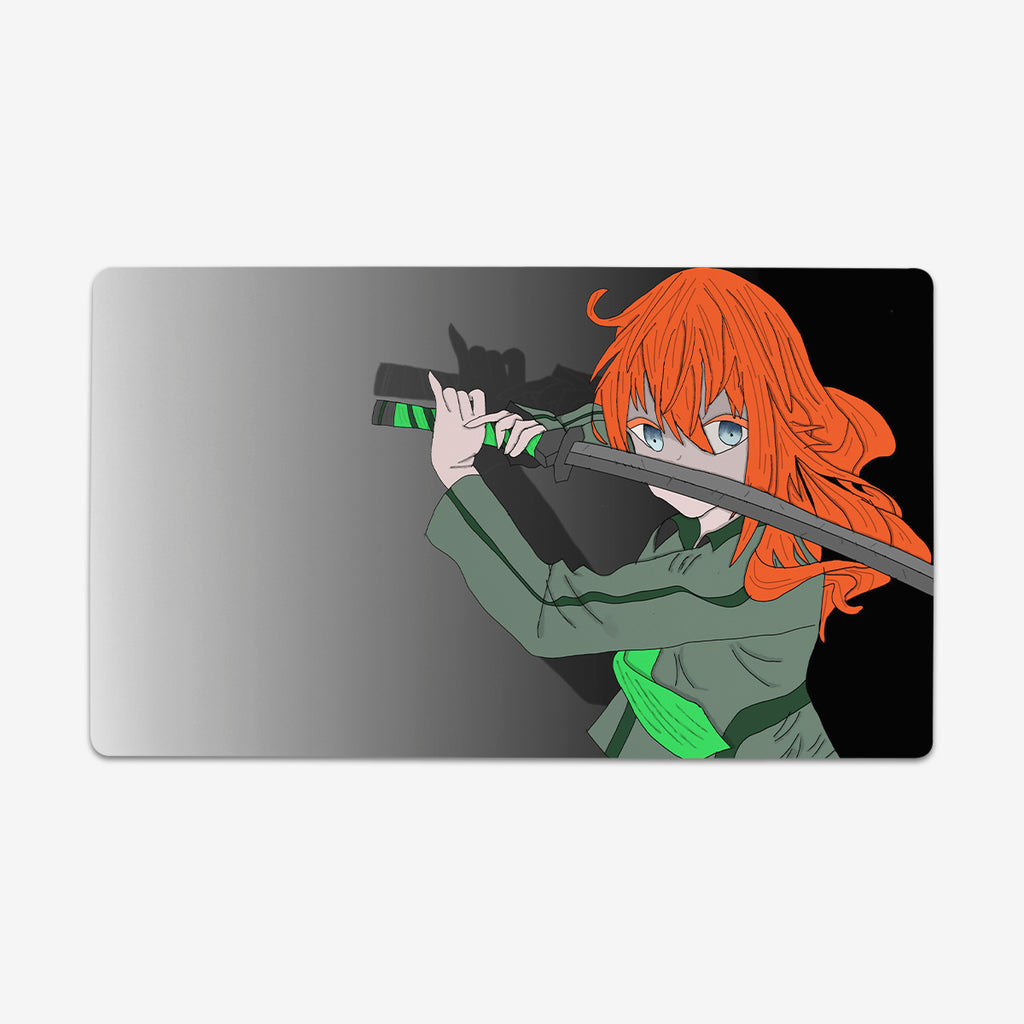 Red Head Warrior Playmat - Derek Shaffer - Mockup