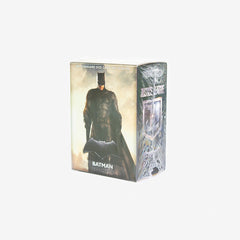 Side view of the box for Dragon Shield DC Matte Art Sleeves. Batman is on the front. The Justice League logo is on the side.  