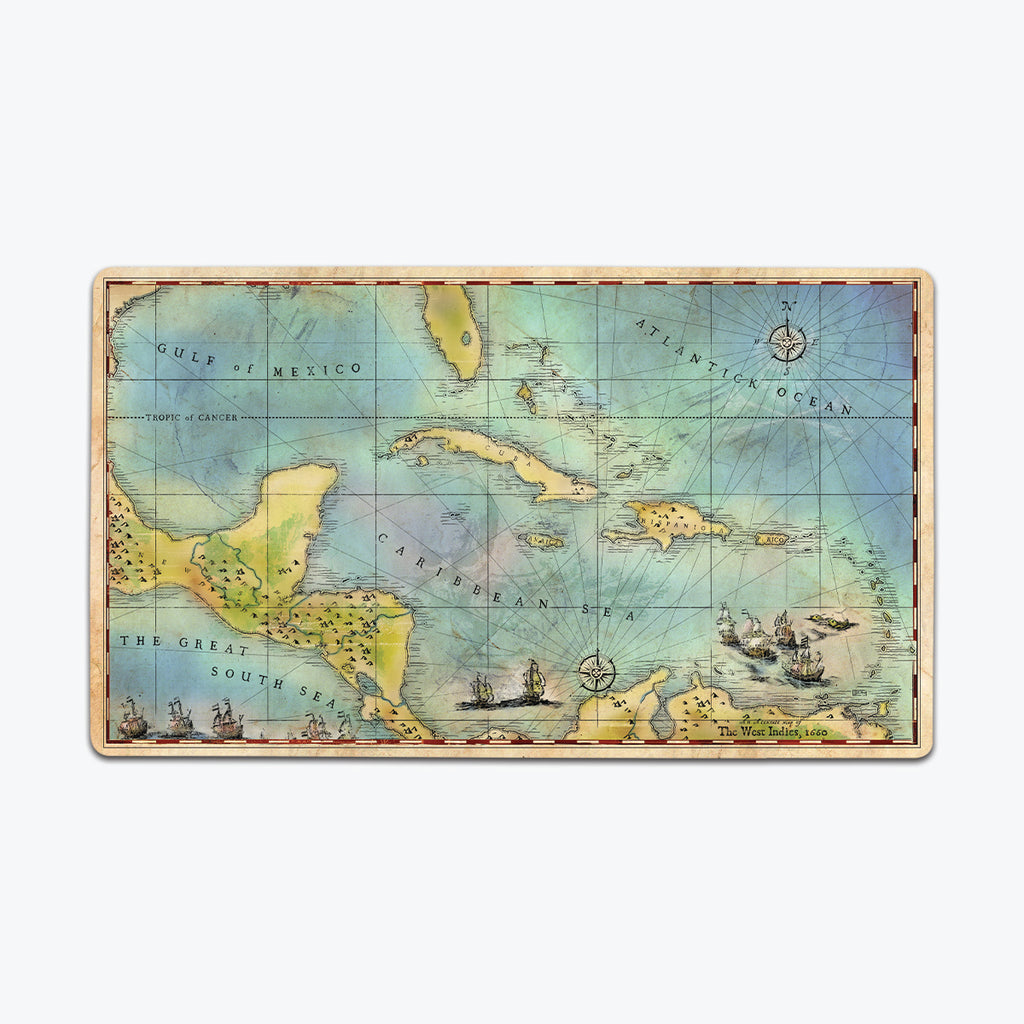 Caribbean Pirates Map 1660 Playmat - Forge22 - Mockup
