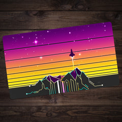 Synth Mountain Sunrise Playmat