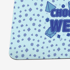 Close up of the blue version of Choose Your Weapon by Inked Gaming.