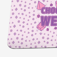 Close up of the pink and purple version of Choose Your Weapon by Inked Gaming.