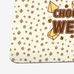 Close up of the yellow and brown version of Choose Your Weapon by Inked Gaming.