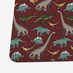 Dino's Of The Jurassic Playmat - Inked Gaming - HD - Corner- Red