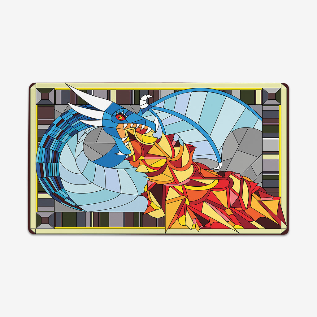 Fire Breathing Glass Dragon Playmat - Inked Gaming - HD - Mockup - Blue