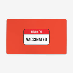 Hello I'm Vaccinated Playmat - Inked Gaming - EG - Mockup - Red