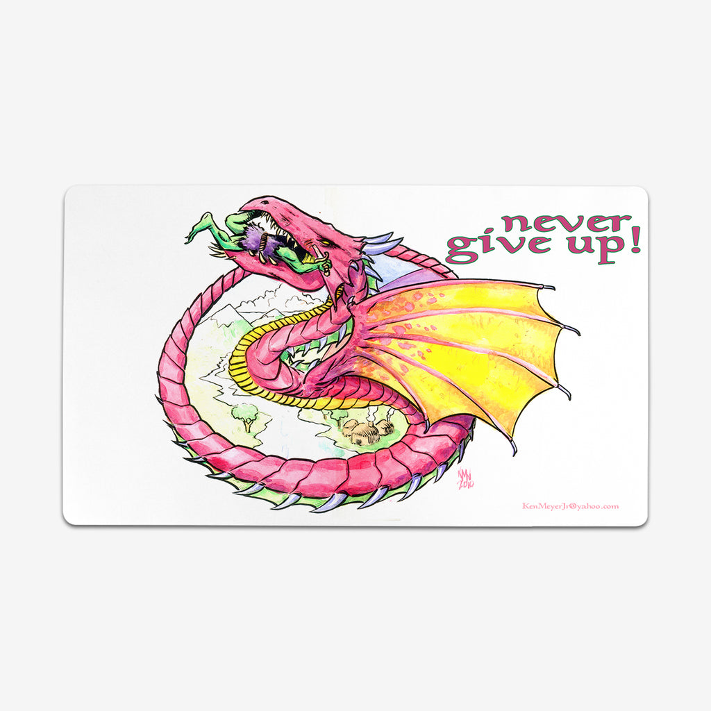 Never Give Up Dragon Playmat - Ken Meyer Jr - Mockup