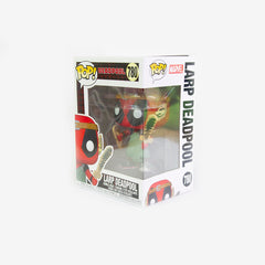 Side view of the box for the Larp Deadpool Funko Pop! figure. 