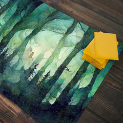 Green Watercolor Forest Playmat