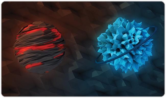 Red Orb Blue Orb Playmat - Matthew McConnell - Mockup