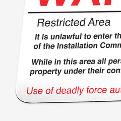 Warning Sign Playmat - Old Hat Studios - Corner