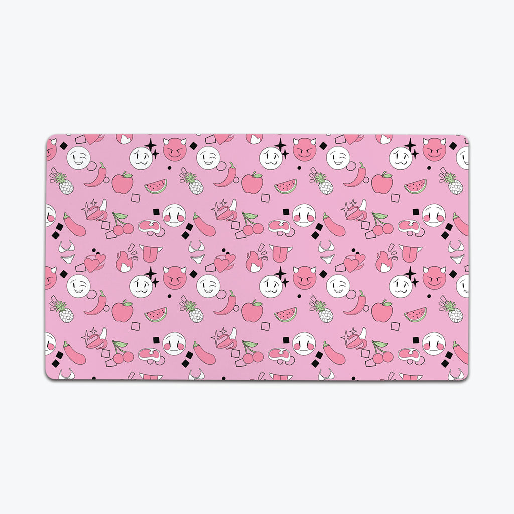 Flirty Emoji Pattern Thin Desk Mat