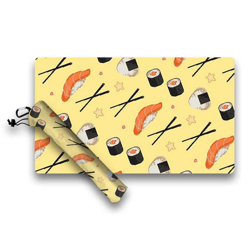 GIFT BUNDLE: Playmat Bag and Playmat Pixel Sushi Gift Set for Trading Card Game Players