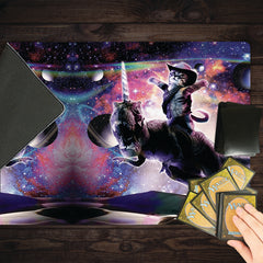 Galaxy Cat On Dinosaur Unicorn in Space Playmat