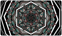 Black Flower Mandala Thin Desk Mat - Sasha Parrott - Mockup
