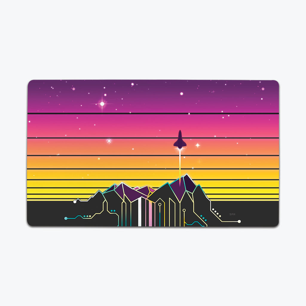Synth Mountain Sunrise Playmat