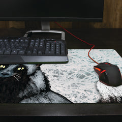 Curious Black Fox Thin Desk Mat