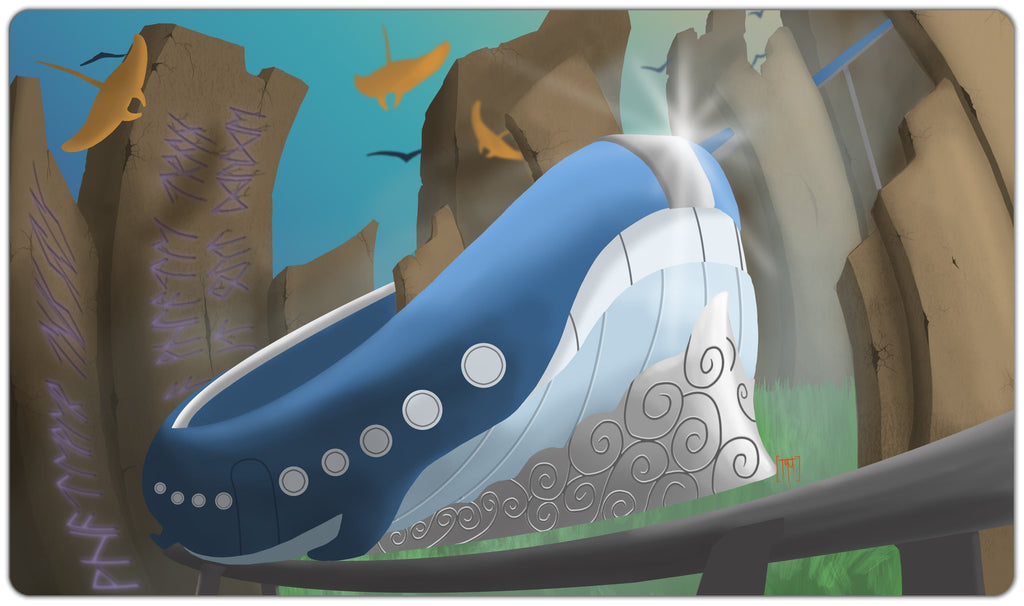 Fantasy Whale Train Playmat - Tym's Customs - Mockup