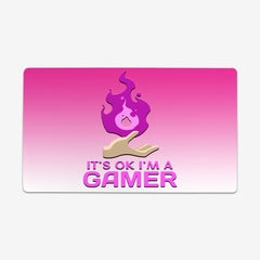 It's Ok I'm A Gamer Playmat - Why Try Designs - Mockup - Pink