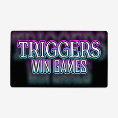 Triggers Win Games Playmat - Shawnsonart - Mockup - Blue